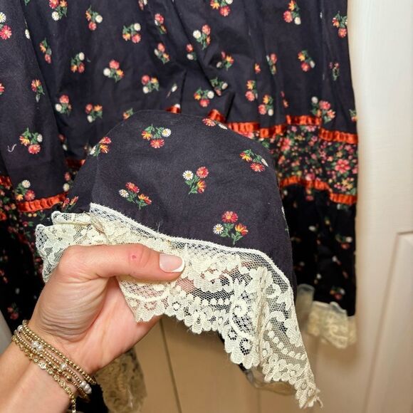 Gunne Sax Calico Dress Renaissance Fair Dress With Pockets Vintage 70s - Picture 13 of 17